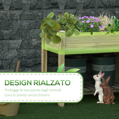 Outsunny Fioriera Rialzata in Legno con Gambe e Ripiano Inferiore per Giardino e Balcone 91x51x76cm