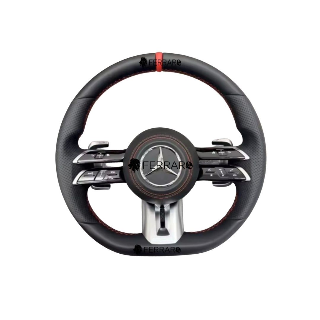 Volante per Mercedes, Nera, Etichetta Rossa, Linea Rossa, Galvanica, Punzonatura, AMG