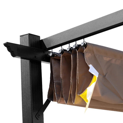 Outsunny Gazebo Pergola da Giardino 3x4m con Telo in Poliestere e Struttura in Alluminio, Grigio e Marrone