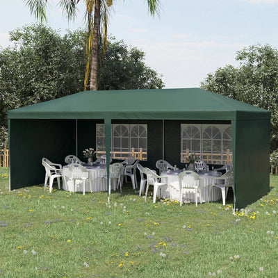 Outsunny Gazebo da Giardino 6x3 m per Eventi con Pareti Rimovibili e Finestre Trasparenti, Verde