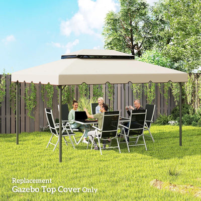 Outsunny Tettuccio di Ricambio per Gazebo da Giardino 3x4m con Tetto a 2 Livelli in Poliestere Beige