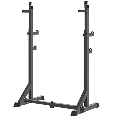 SPORTNOW Supporto per Bilanciere con Altezza e Larghezza Regolabili in Acciaio ed EVA, 60-87x65x121-158cm, Nero