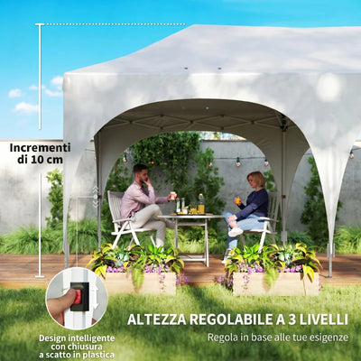 Outsunny Gazebo da Giardino Pieghevole 3x6 m con Pareti Rimovibili e Borsa di Trasporto, Bianco