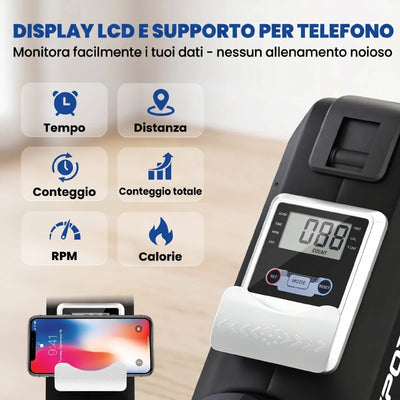 SPORTNOW Vogatore, 16 livelli resistenza magnetica, binario alluminio, Bluetooth, compatibile APP.