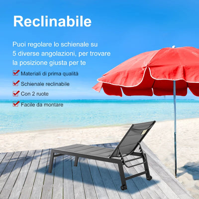 Outsunny Sdraio da Giardino Reclinabile su 5 Livelli con Rivestimento Imbottito
