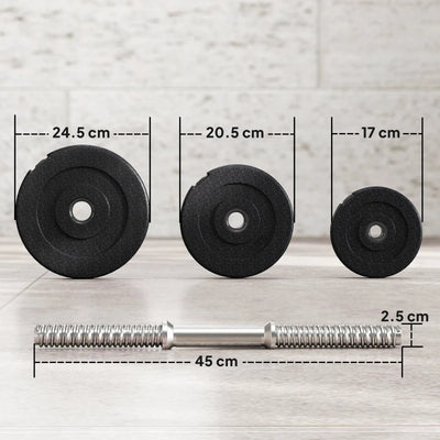HOMCOM Set 2 Manubri Regolabili da 40 kg Totali con 12 Dischi e Impugnatura Antiscivolo, in Acciaio e Plastica, Nero