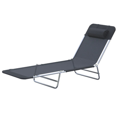Outsunny Lettino Prendisole Pieghevole con Schienale Reclinabile e Cuscino, 182x56x24.5cm