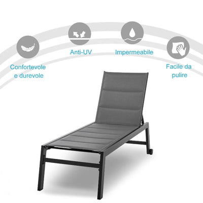 Outsunny Sdraio da Giardino Reclinabile su 5 Livelli con Rivestimento Imbottito