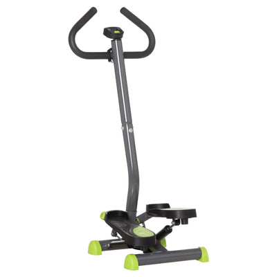 HOMCOM Stepper con Manubrio, Pedali Antiscivolo e Monitor LCD, in Acciaio e ABS, 55x44x108 cm, Nero Grigio e Verde