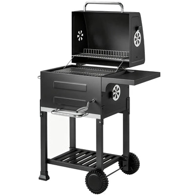 Outsunny Barbecue a Carbone con Termometro per Patio e Giardino, Nero