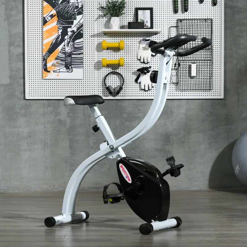 SPORTNOW Cyclette Magnetica Pieghevole a 8 Livelli di Resistenza con Seduta Regolabile, in Acciaio, 97x43x110 cm, Nero