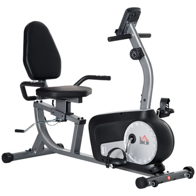 HOMCOM Cyclette Orizzontale Recumbent con 8 Livelli di Resistenza, Schermo LCD e Seduta Regolabile, 122-137x62x103 cm