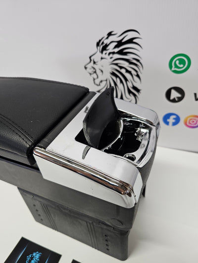 Bracciolo Universale, Per Auto, Poggiabraccio, Alta Qualità, in Pelle, Portaoggetti, Posa Cenere