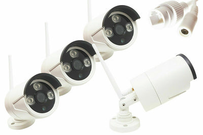 Video Surveillance Kit x4 Cameras + Monitor - 10"Inch, Camera Set, DVR, 4 Channels, HD, Mouse, Complete Kit