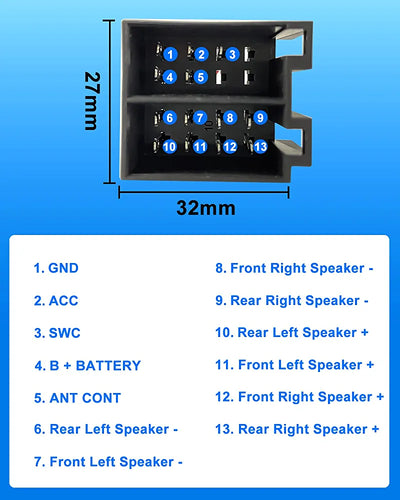 16 Pin Cable Adapter - ISO Standard, Car Radio Adapter Universal Connector