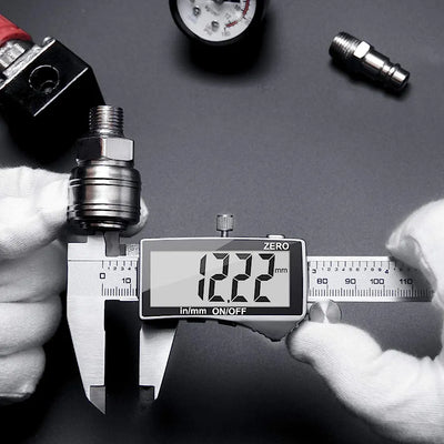Digital Metric Caliper - 150 mm/6" inch Digital Metric Gauge, Stainless Steel, Spill Resistant, with LCD Screen, Accurate and Spare Battery