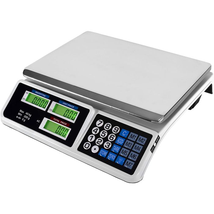Bilancia Professionale Digitale - ACS-809 Bilancia Commerciale da 40KG, con Batteria Ricaricabile e Alimentatore