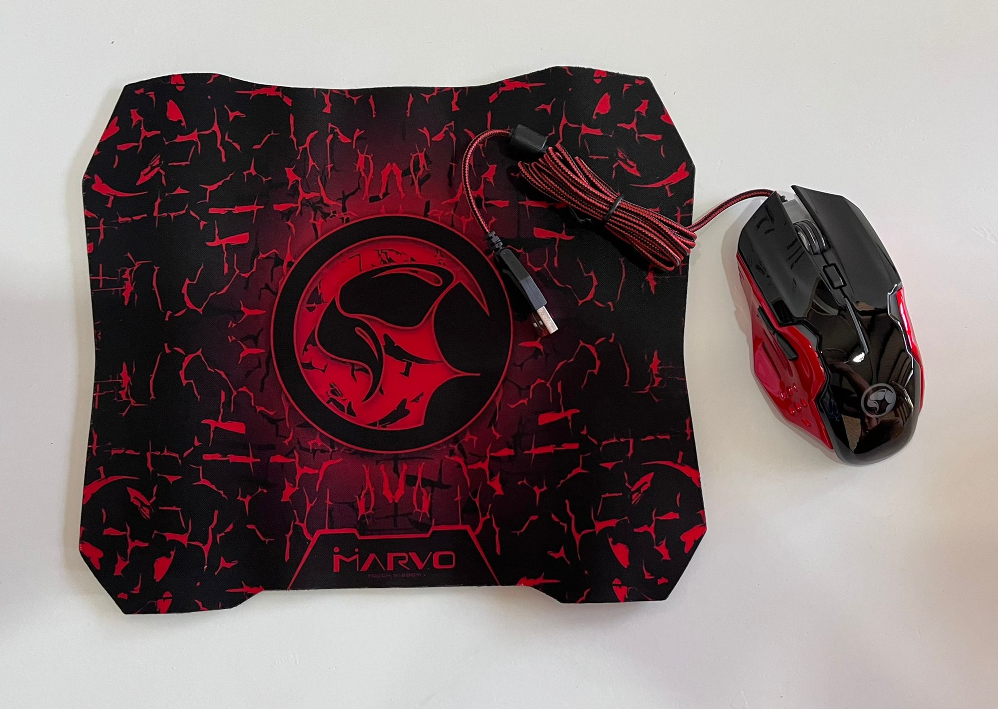 Gaming Mat and Pad Kit - Pad
 28×24 Cm, Mouse, PC with Cable
 6400dpi