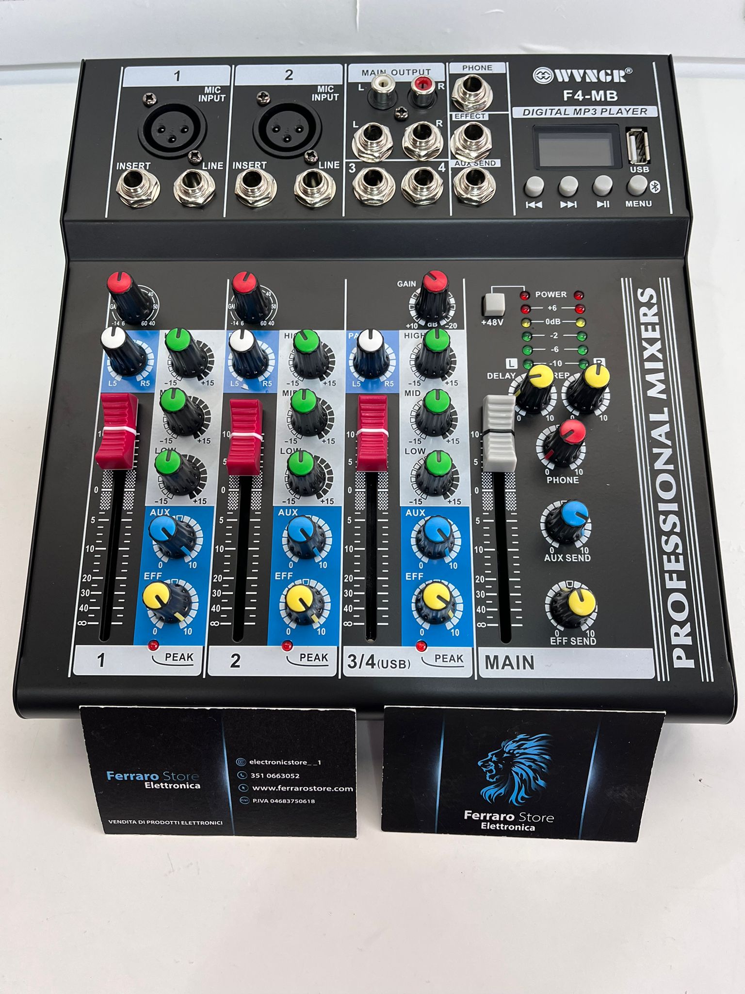 Mixer Audio 4 Canali - Professionale, USB, Echo-delay DJ, Karaoke, Bluetooth, Live