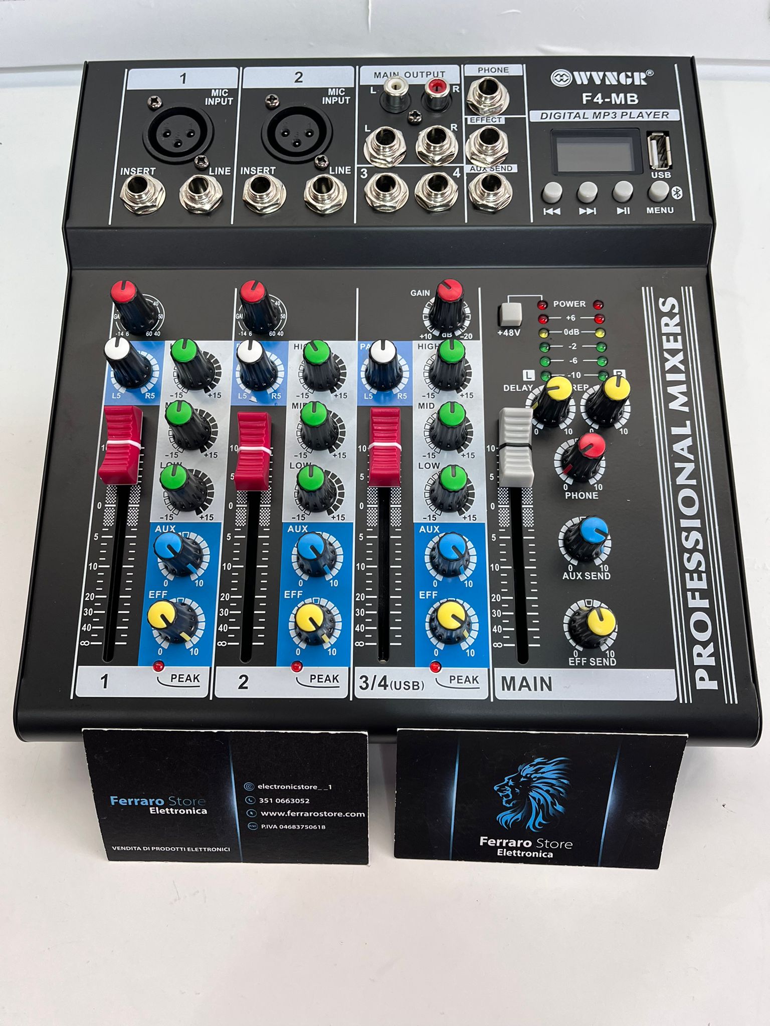 4 Channel Audio Mixer - Professional, USB, Echo-delay DJ, Karaoke, Bluetooth, Live