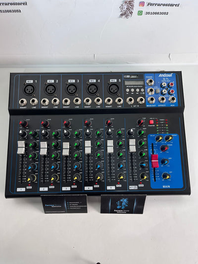 7 Channel Audio Mixer - Professional, USB, Bluetooth, DJ, Karaoke, Echo Live, 2x FREE Microphones