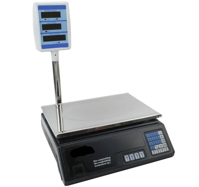Bilancia Digitale Elettronica, Professionale, Bilancia da 40KG, Triplo Display, Ricaricabile, Alimentatore