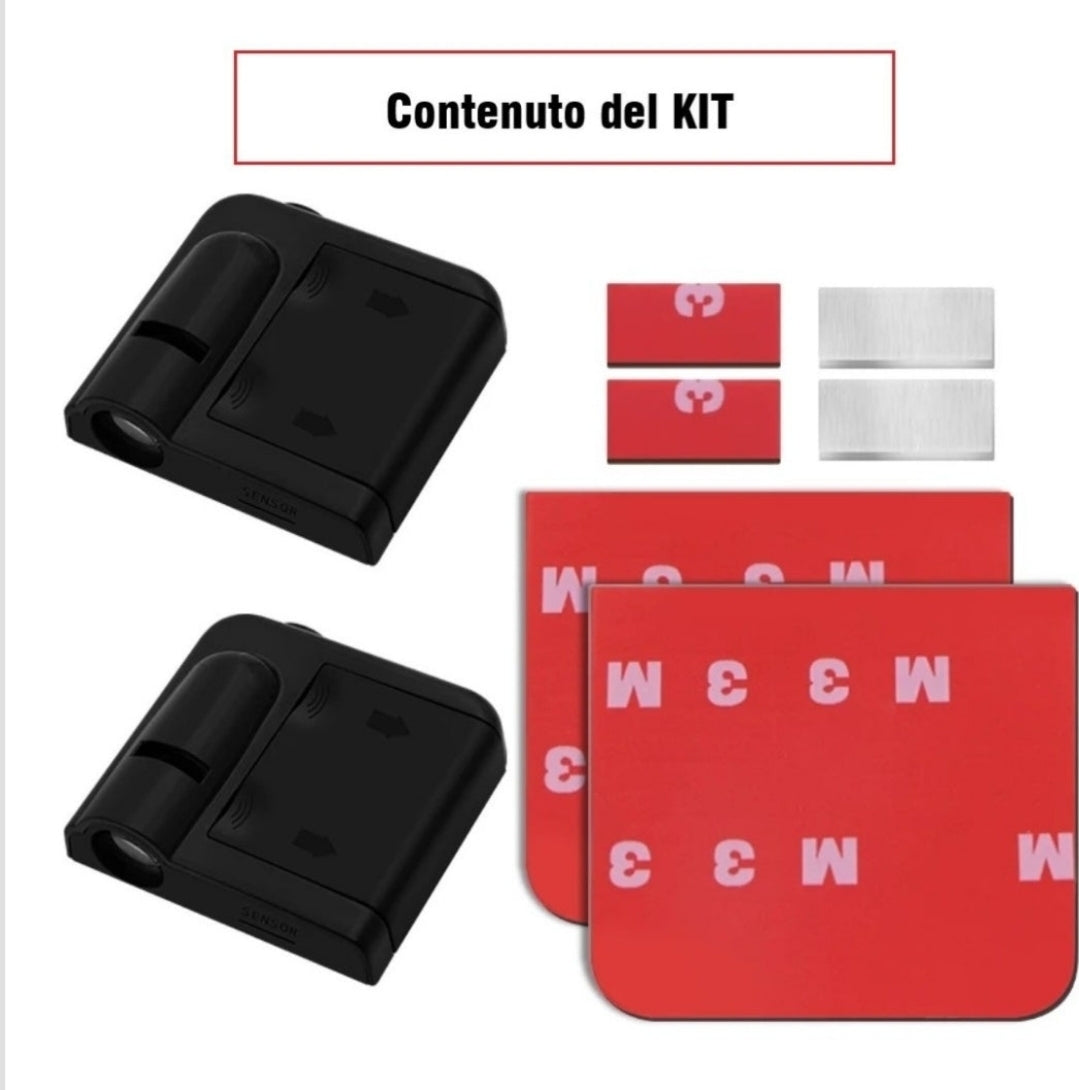 Luce Sottoporta AlfaRomeo - Senza Fili, a Batteria, KIT Completo con Calamita.