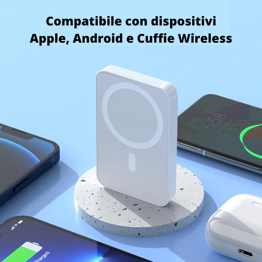 PowerBank Wireless -  Caricatore, Fast Charge MAGSAFE 6000MAH per Iphone e tutti gli Smartphone.
