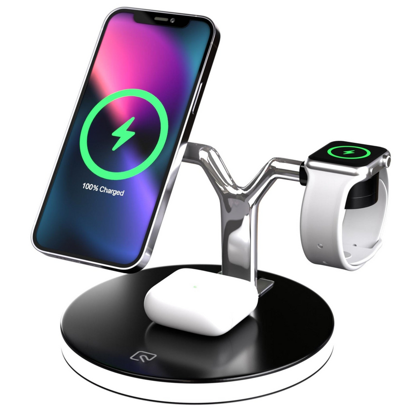 Stazione di Carica Wireless 3 in 1 - Caricatore per smartphone, cuffie e Appletwatch, Wireless, Stazione Carica